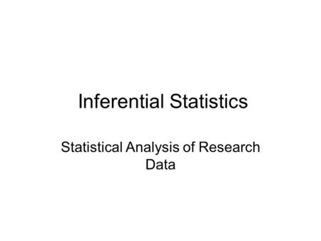 Inferential Statistics