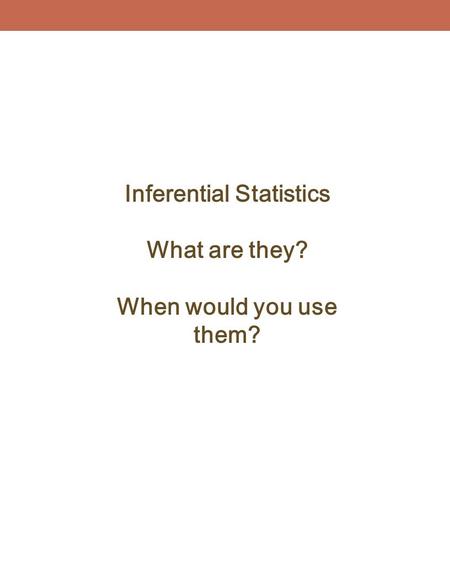 Inferential Statistics