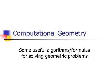 Computational Geometry