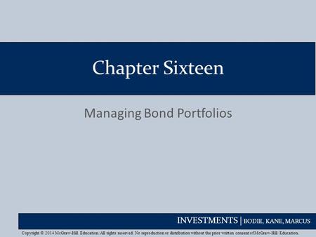 Managing Bond Portfolios