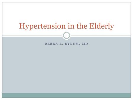 Hypertension in the Elderly