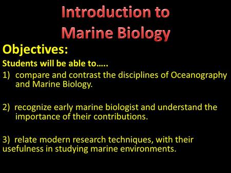 Introduction to Marine Biology