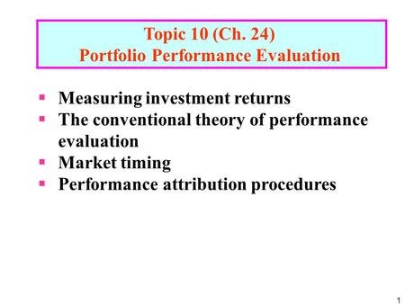 Portfolio Performance Evaluation