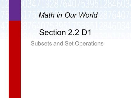 Subsets and Set Operations