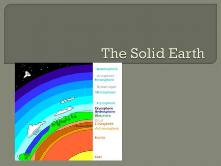  The Earth is: The third planet in our Solar System; A terrestrial planet; Composed of a rocky planet with a gaseous atmosphere.