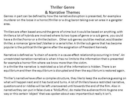 Thriller Genre & Narrative Themes