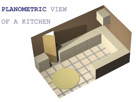 PLANOMETRIC VIEW OF A KITCHEN.