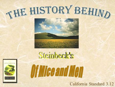 California Standard 3.12. The 1930s Depression - an economy with high unemployment, falling income, failing business, decline in production and sales.