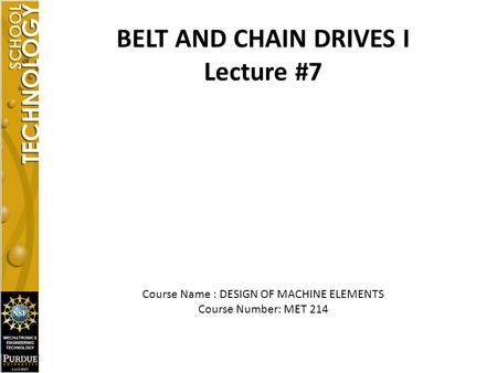 Course Name : DESIGN OF MACHINE ELEMENTS