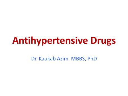 Antihypertensive Drugs