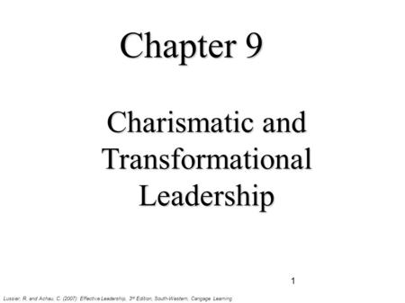 Charismatic and Transformational Leadership