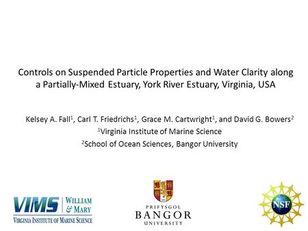 Controls on Suspended Particle Properties and Water Clarity along a Partially-Mixed Estuary, York River Estuary, Virginia, USA Kelsey A. Fall 1, Carl T.