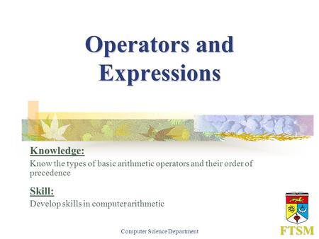 Operators and Expressions