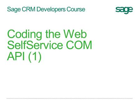 Sage CRM Developers Course