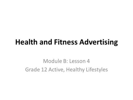 Health and Fitness Advertising