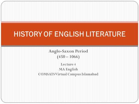 HISTORY OF ENGLISH LITERATURE