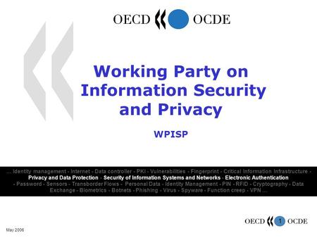 1 May 2006 … Identity management - Internet - Data controller - PKI - Vulnerabilities - Fingerprint - Critical Information Infrastructure - Privacy and.