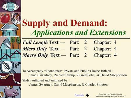 To Accompany “Economics: Private and Public Choice 10th ed.” James Gwartney, Richard Stroup, Russell Sobel, & David Macpherson Slides authored and animated.