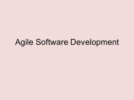 Agile Software Development