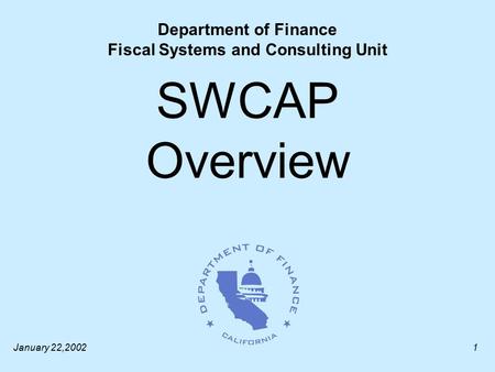 Department of Finance Fiscal Systems and Consulting Unit