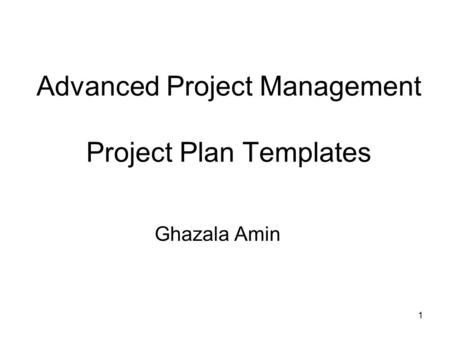 Advanced Project Management Project Plan Templates