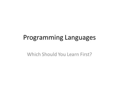 Programming Languages