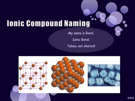 See pages 186 - 187 Magnesium bromide Potassium oxide Calcium chloride.