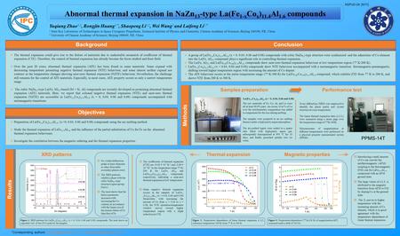 Abnormal thermal expansion in NaZn 13 -type La(Fe 1-x Co x ) 11.4 Al 1.6 compounds Results Yuqiang Zhao 1,2, Rongjin Huang 1,*, Shaopeng Li 1,2, Wei Wang.