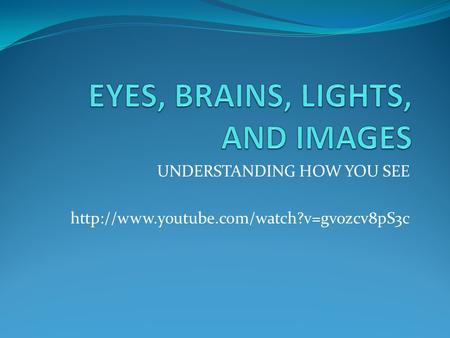 UNDERSTANDING HOW YOU SEE