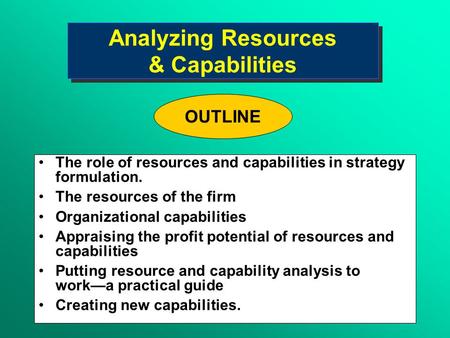 Analyzing Resources & Capabilities