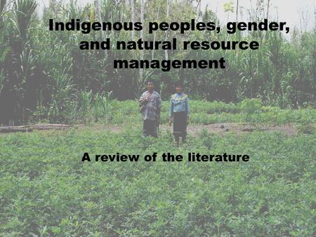 Indigenous peoples, gender, and natural resource management A review of the literature.