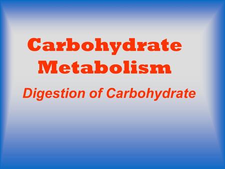 Carbohydrate Metabolism