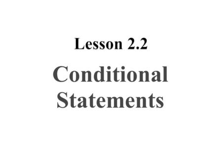 Conditional Statements