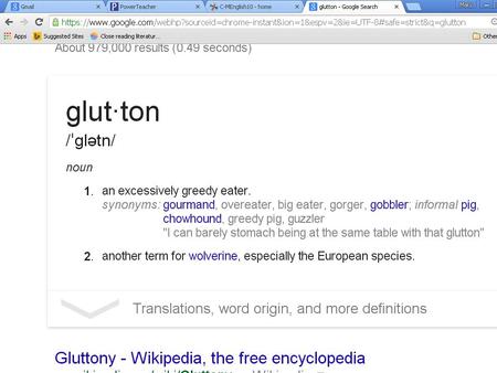 Mon., June 1 Eng. 10-A WOTD: glutton Starter End-of-Year Review Homework Finish Journal Ch. 5-6 (Complete w/ Visualizations & Character Chart – due Wed.