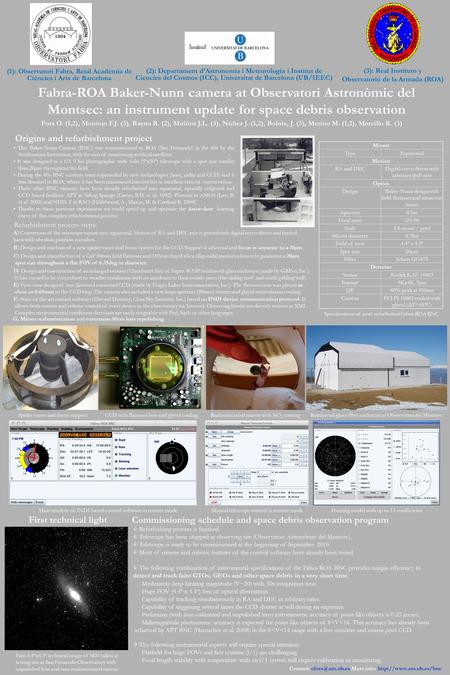 (1): Observatori Fabra, Reial Acadèmia de Ciències i Arts de Barcelona Fabra-ROA Baker-Nunn camera at Observatori Astronòmic del Montsec: an instrument.