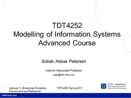 TDT4252 Modelling of Information Systems Advanced Course