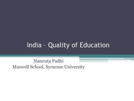 India – Quality of Education