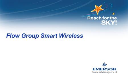 Flow Group Smart Wireless. [File Name or Event] Emerson Confidential 27-Jun-01, Slide 2 Flow Group Wireless Offerings.