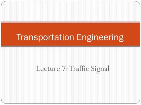 Transportation Engineering