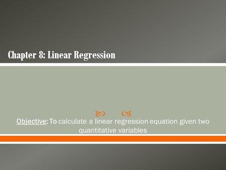 Chapter 8: Linear Regression