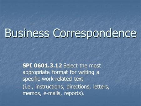 Business Correspondence