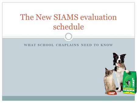 WHAT SCHOOL CHAPLAINS NEED TO KNOW The New SIAMS evaluation schedule.