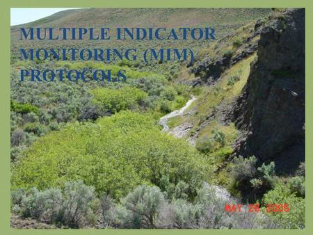 MULTIPLE INDICATOR MONITORING (MIM) PROTOCOLS. 8. Greenline-to-Greenline 9. substrate – in the x section, and 10. residual depth 1.Stubble ht, 2. bank.