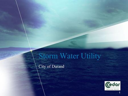 1 Storm Water Utility City of Durand. 2 Storm Water Runoff Rainwater flows across streets, parking lots, driveways, lawns Pollutants are picked up by.