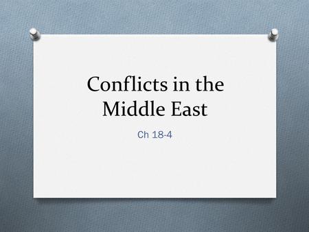 Conflicts in the Middle East