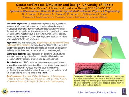 Www.cpsd.uiuc.edu © Board of Trustees, University of Illinois Center for Process Simulation and Design, University of Illinois Robert B. Haber, Duane D.