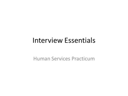 Human Services Practicum