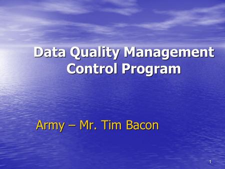 Data Quality Management Control Program