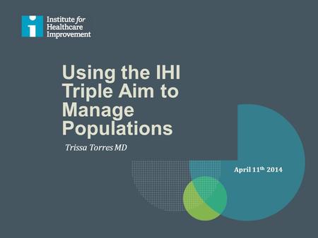 Using the IHI Triple Aim to Manage Populations