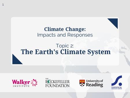 Climate Change: Impacts and Responses Topic 2: The Earth's Climate System 1.